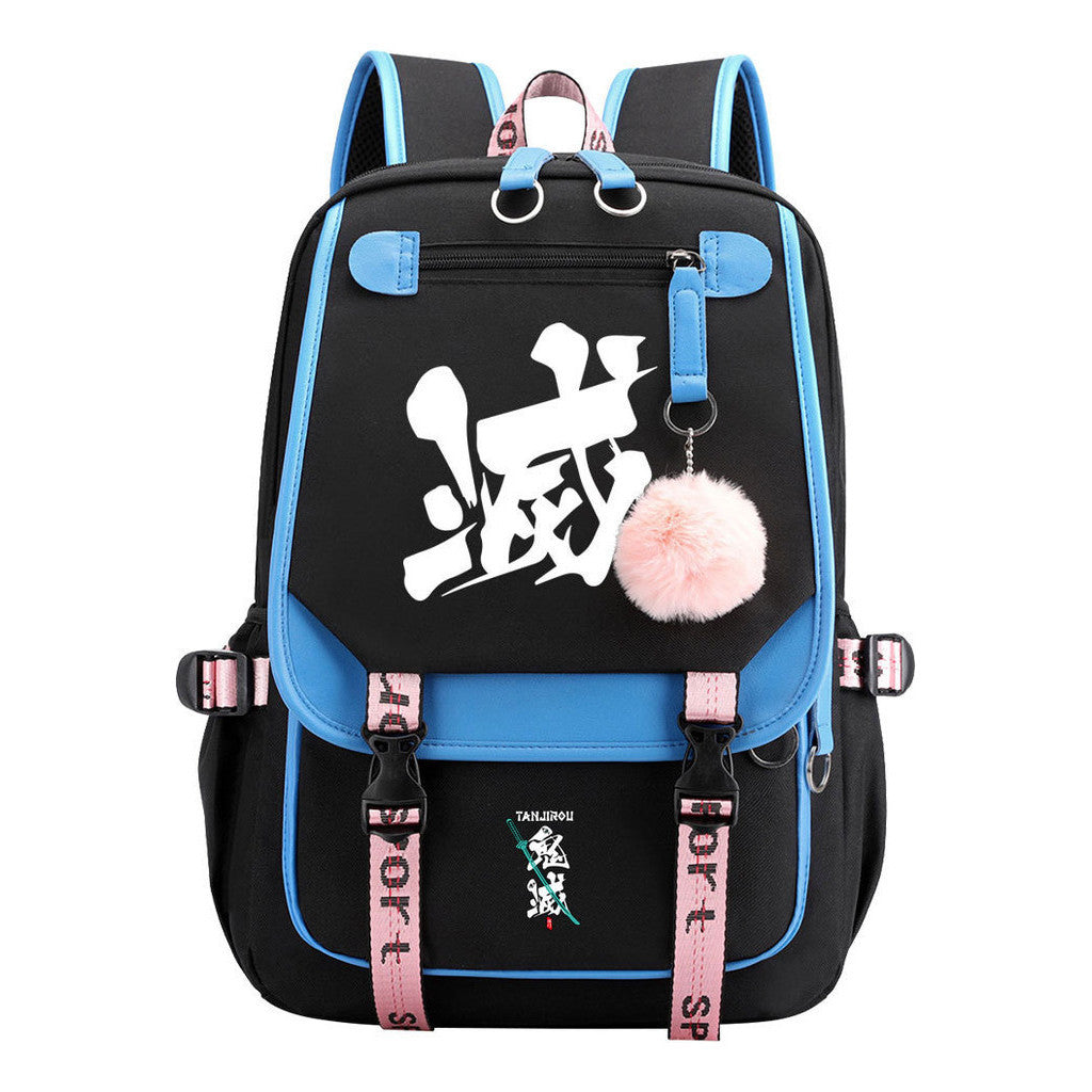 Cartoon Fashion Usb Youth Middle School Backpack For Boys And Girls Casual Woven Strap Flip Back Backpack