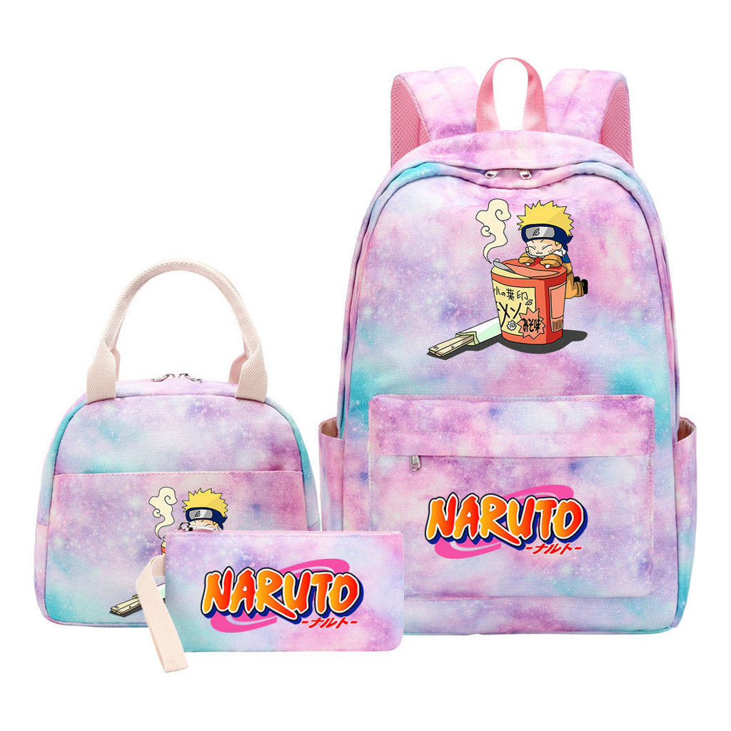 Naruto Student Girl Backpack Lunch Bag Three Piece Set Backpack Set