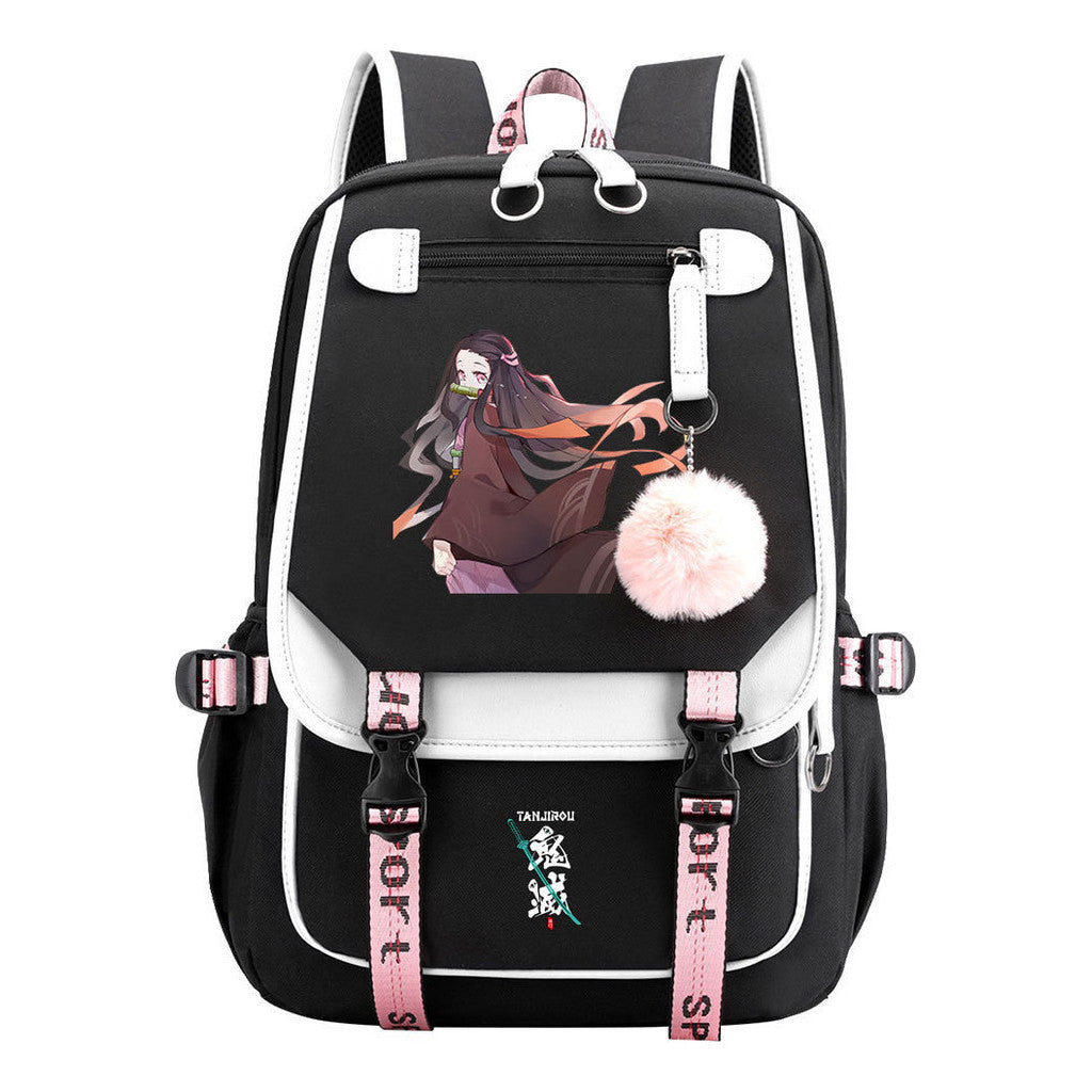 Cartoon Fashion Usb Youth Student School Bag Casual Ribbon Flip Backpack