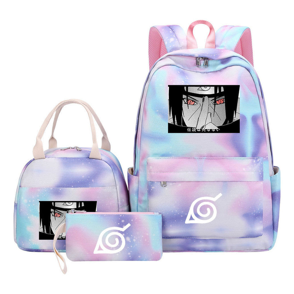 Naruto Youth Student School Bag Lunch Bag Three Piece Set Backpack Set
