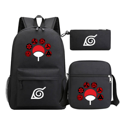 Anime Naruto Starry Sky Student School Bag Three Piece Set Backpack Set