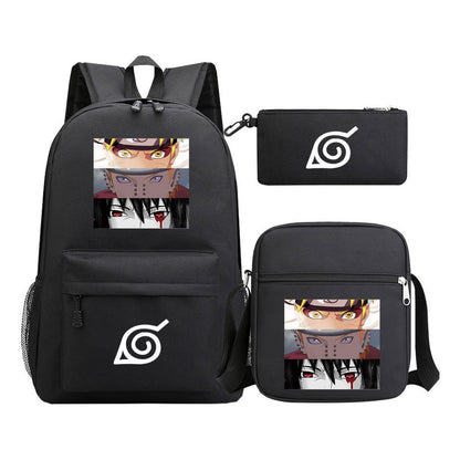 Anime Naruto Starry Sky Student School Bag Three Piece Set Backpack Set