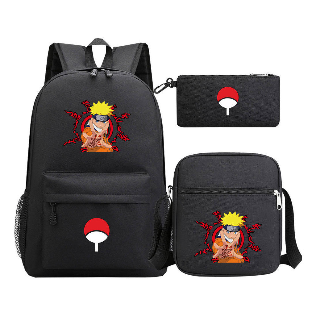 Anime Naruto Starry Sky Youth School Bag Three Piece Set For Men And Women Backpack Set