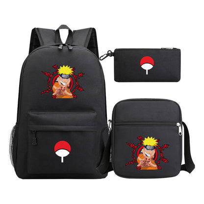 Anime Naruto Starry Sky Youth School Bag Three Piece Set For Men And Women Backpack Set