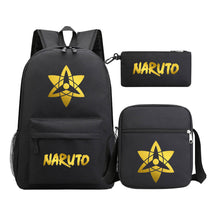 Golden Anime Naruto Starry Sky Youth Student Backpack Set, 3-piece, Men's And Women's Backpack Set