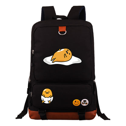 Cartoon Anime Lazy Egg Youth Student Backpack, Large Capacity Travel Bag, Boy's And Girl's Backpack