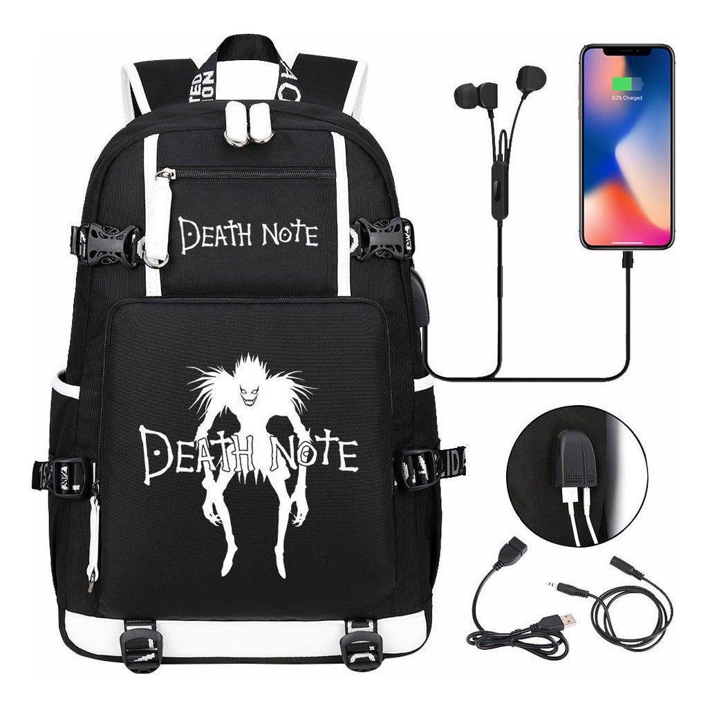 Death Note Usb Large Capacity Youth Student Backpack For Boys And Girls Leisure Travel Backpack