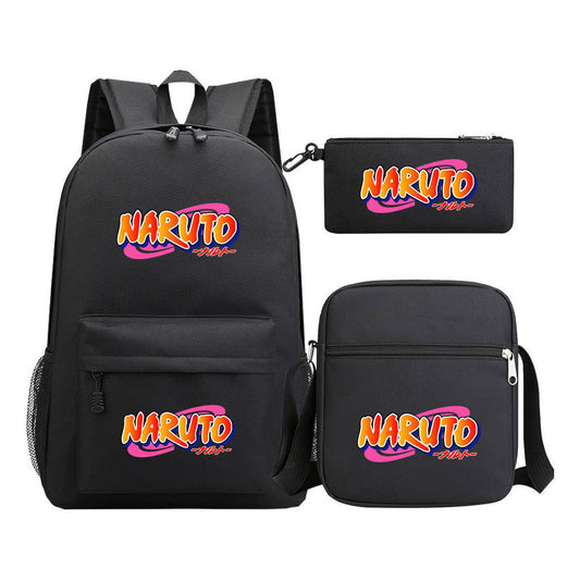 Anime Naruto Starry Sky Student School Bag Three Piece Set For Men And Women Backpack Set