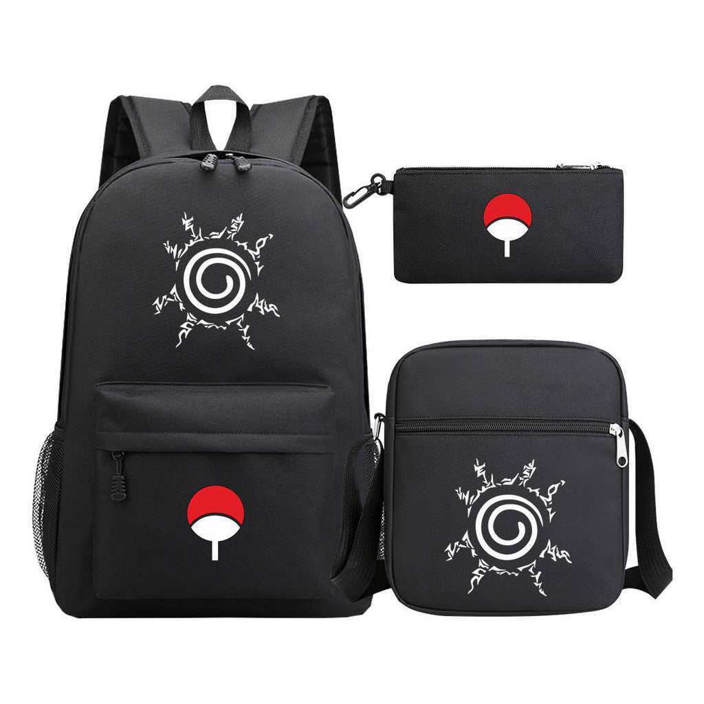 Anime Naruto Starry Sky Youth School Bag Three Piece Set For Men And Women Backpack Set