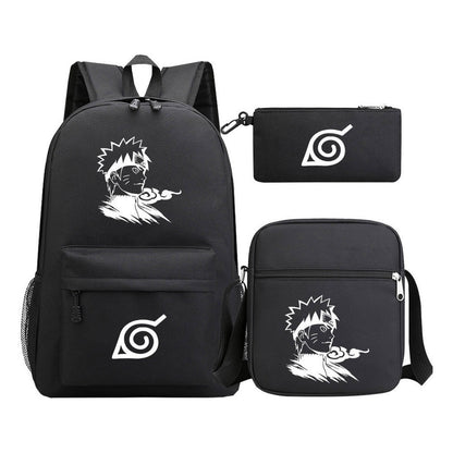 Anime Naruto Starry Sky Youth School Bag Three Piece Set For Men And Women Backpack Set