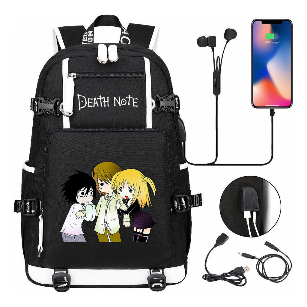 Death Note Usb Large Capacity Youth Student Backpack Men's And Women's Leisure Travel Backpack