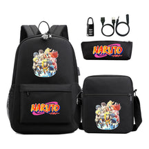 Naruto Usb Password Lock Youth Student Backpack Three Piece Set For Men And Women Backpacks