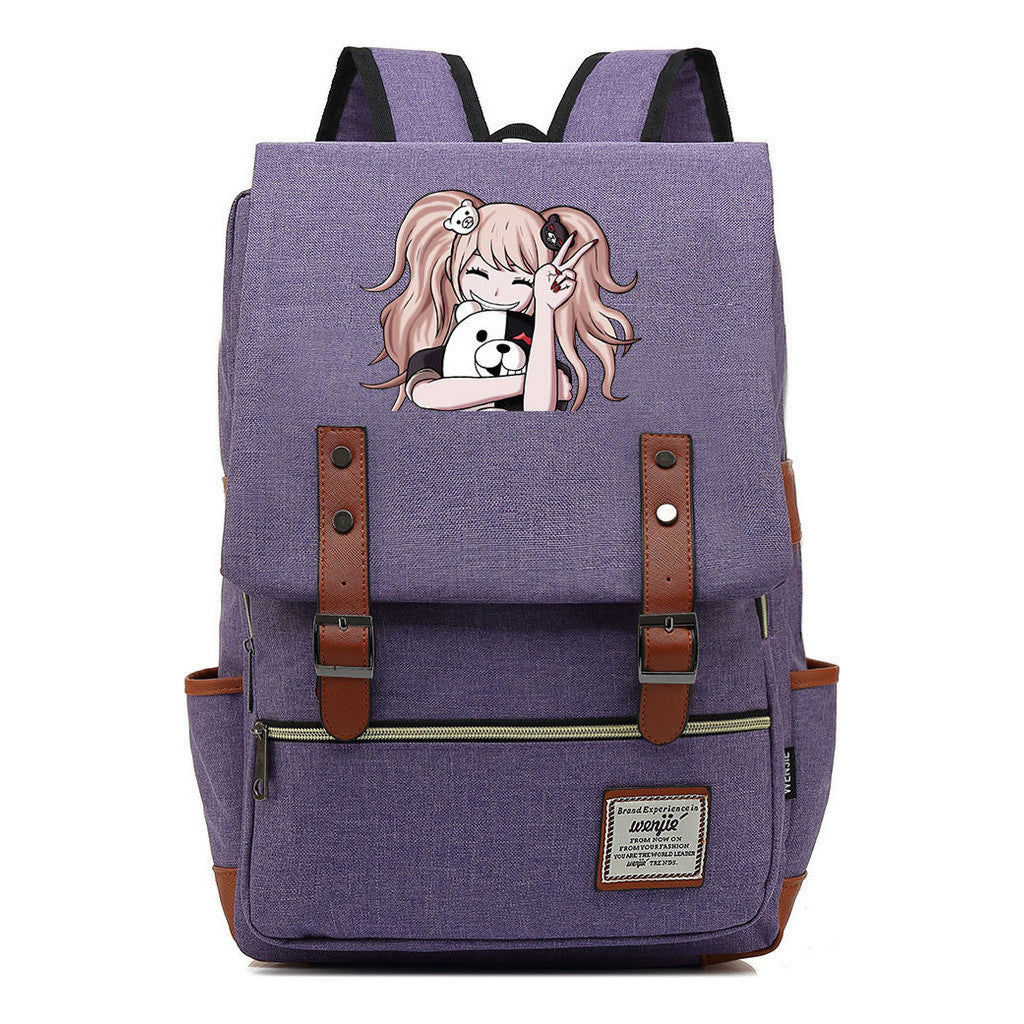 Printed Teenage Student Backpack For Men And Women With Casual Belt Buckle Classic Backpack