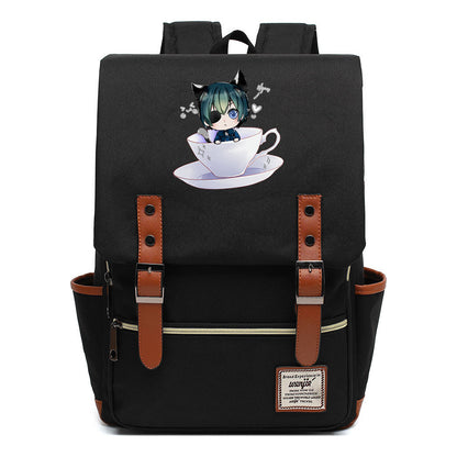 Black Deacon Youth Student School Bag Men's And Women's Leisure Belt Buckle Backpack