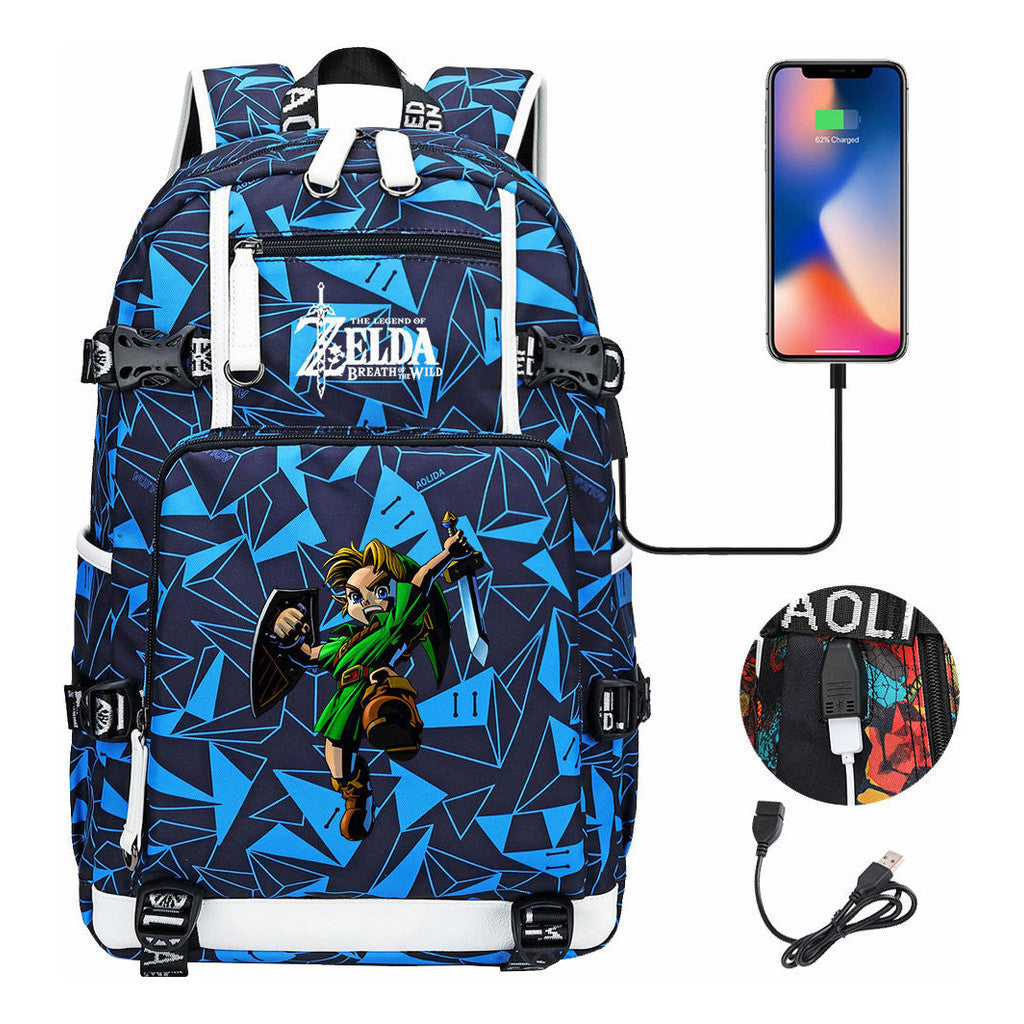 Legend Of Zelda Usb Earphones, Youth Backpacks, Men's And Women's Leisure Travel Backpacks