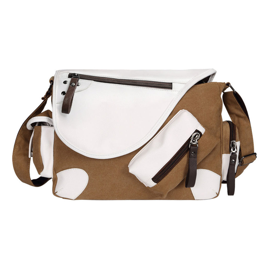 Printed Teenage Student Backpack, Canvas Shoulder Bag, Casual Diagonal Backpack