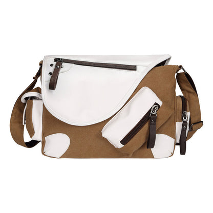 Printed Teenage Student Backpack, Canvas Shoulder Bag, Casual Diagonal Backpack
