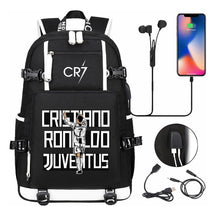 Football Dribbling Star Cristiano Ronaldo Printed Usb Large Capacity Youth Student Backpack For Men And Women's Leisure Travel Backpack