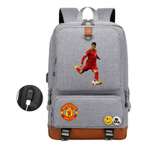 Football Star Cristiano Ronaldo Printed Usb Youth Student Backpack For Boys And Girls Leisure Travel Backpack