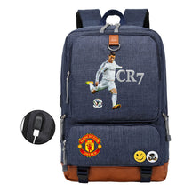 Football Star Cristiano Ronaldo Printed Usb Youth Student Backpack For Boys And Girls Leisure Travel Backpack