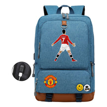 Football Star Cristiano Ronaldo Printed Usb Student Backpack For Leisure Travel Backpack