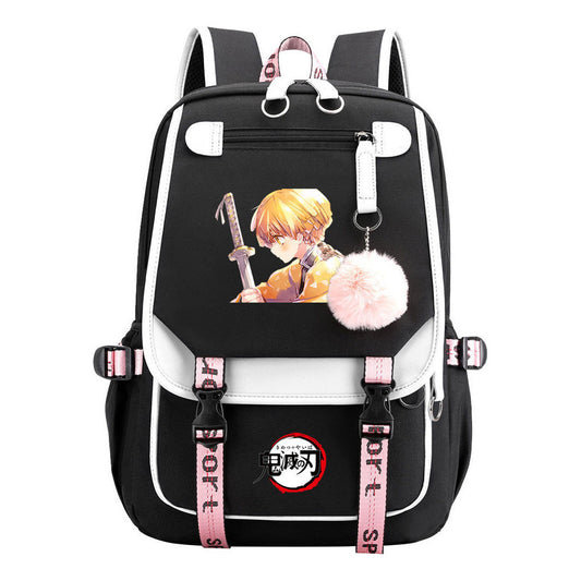 Cartoon Fashion Usb Youth Student Backpack Boy's And Girl's Leisure Ribbon Flip Backpack