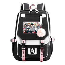 Comics My Heroes Academy Usb Student Backpack Casual Ribbon Flip Backpack