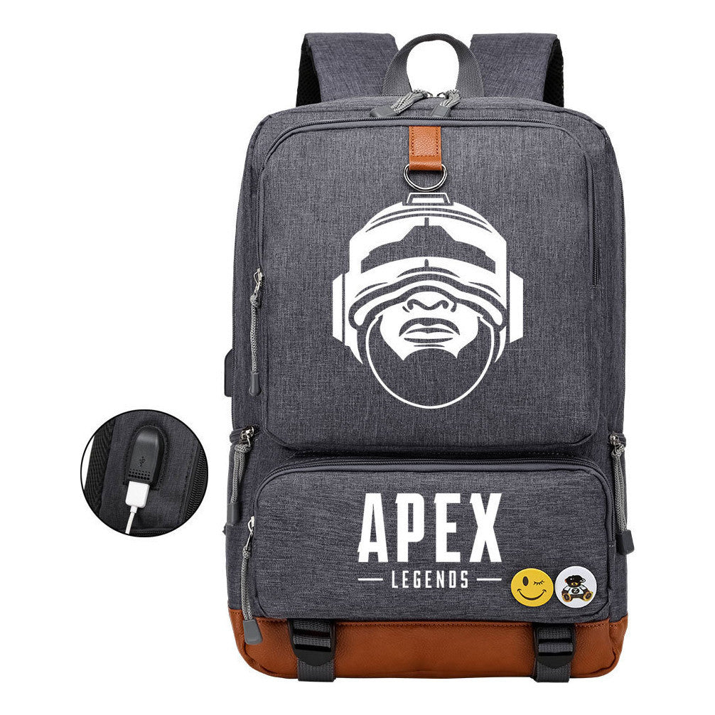 Apex Hero Print Usb Student Backpack Leisure Travel Backpack
