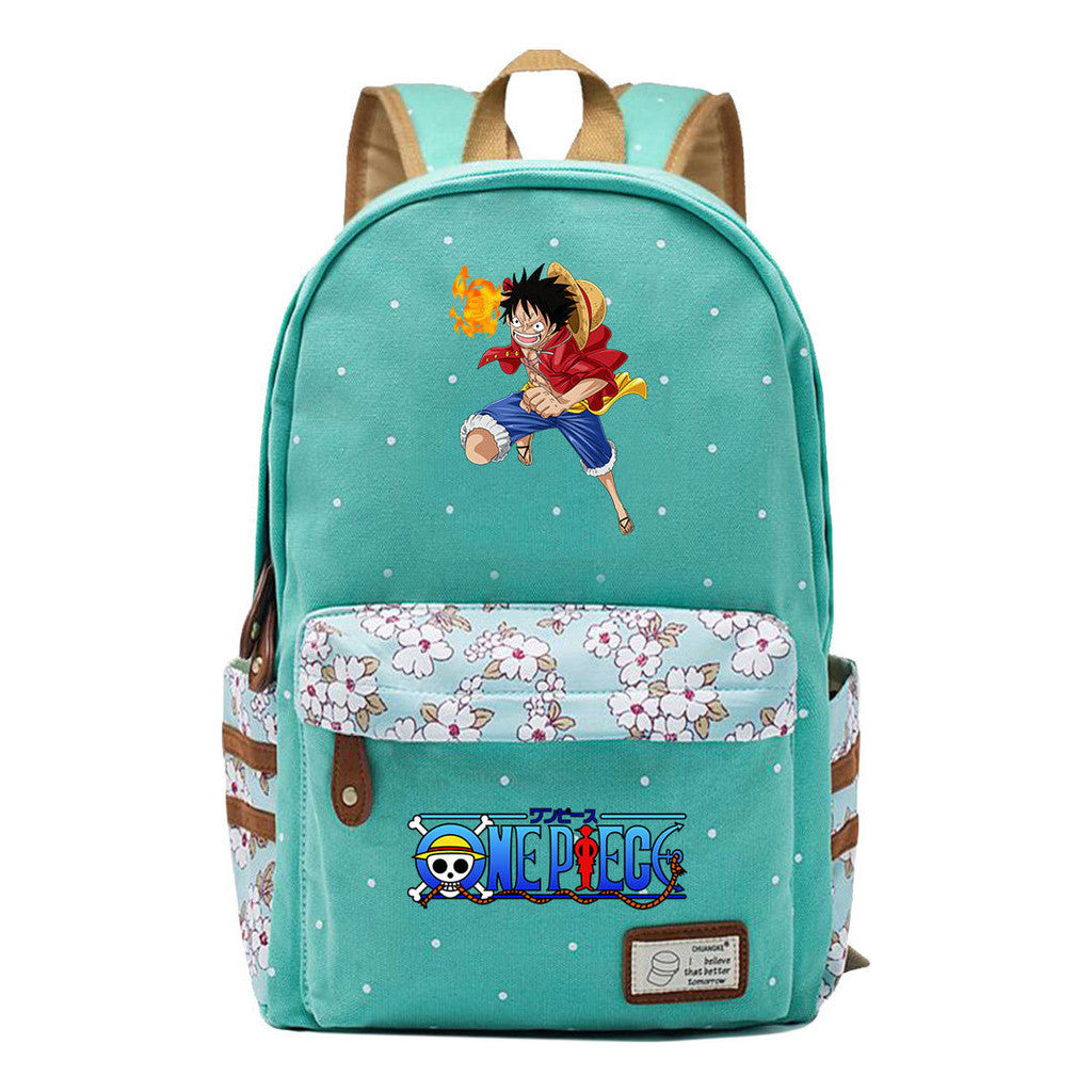Anime Pirate Wang Lufei Printed Book Bag Fragmented Flower Leisure Backpack