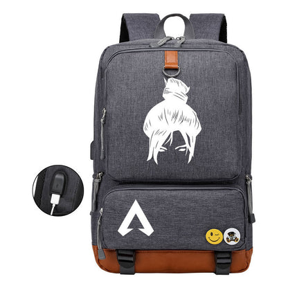 Apex Hero Print Usb Student Backpack For Leisure Travel Backpack