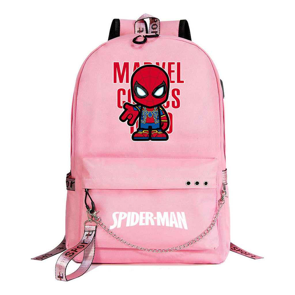 Superhero Printed Teenage Student Backpack For Boys And Girls, Casual Woven Strap Backpack