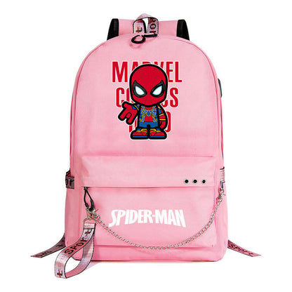 Superhero Printed Teenage Student Backpack For Boys And Girls, Casual Woven Strap Backpack