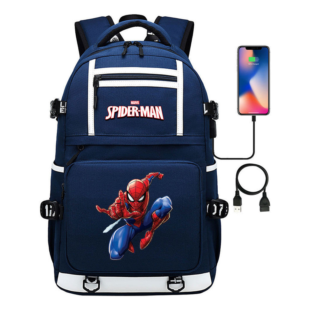 Superhero Printed Youth Student Backpack Men And Women's Leisure Travel Backpack