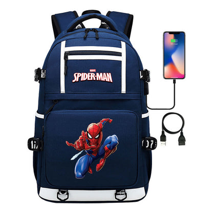 Superhero Printed Youth Student Backpack Men And Women's Leisure Travel Backpack