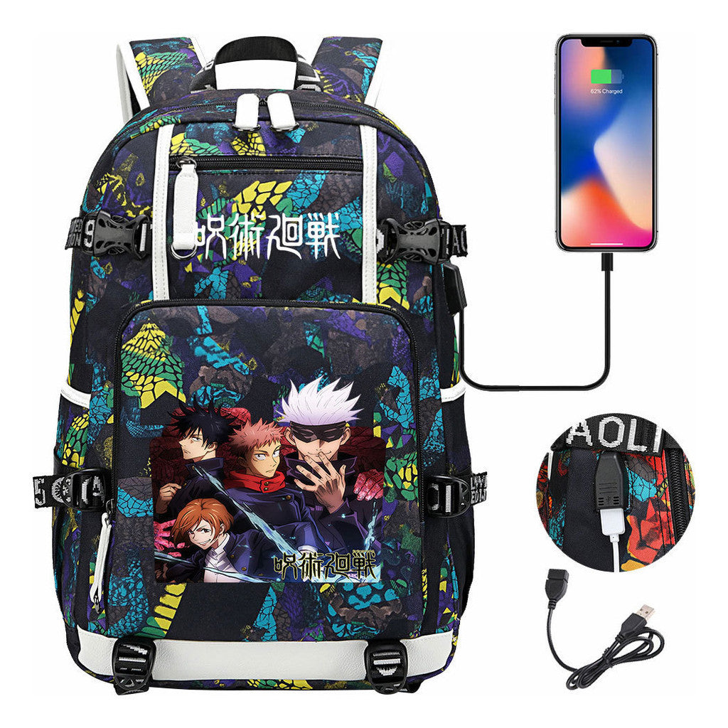 Printed Usb Youth Student Backpack For Men And Women's Leisure Large Capacity Travel Backpack