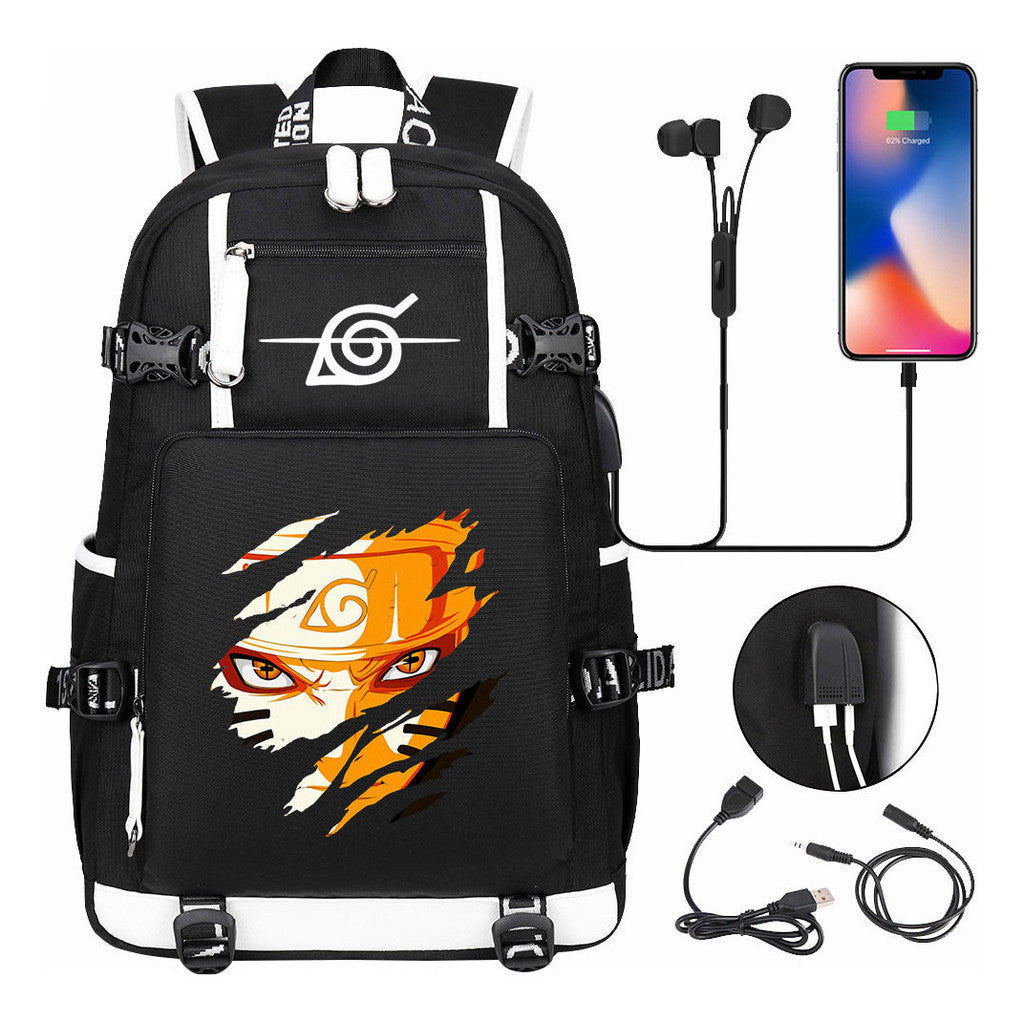 Naruto Usb Large Capacity Youth Student Backpack For Men And Women's Leisure Travel Backpack