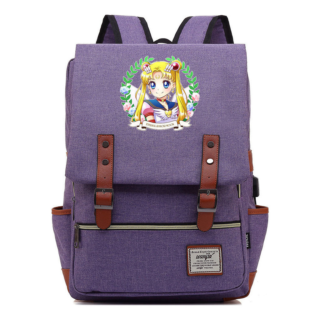 Beautiful Girl Warrior Youth Student School Bag Usb Men's And Women's Leisure Backpack
