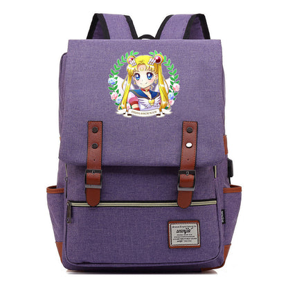 Beautiful Girl Warrior Youth Student School Bag Usb Men's And Women's Leisure Backpack