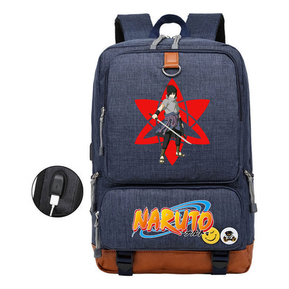 Naruto Print Usb Youth Student Backpack For Men And Women Leisure Travel Backpack