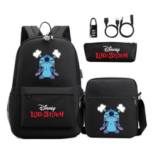 Interstellar Baby Stitch Usb Password Lock Youth Student Backpack 3-piece Set For Men And Women Backpacks