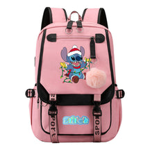 Interstellar Baby Stitch Usb Student Backpack With Casual Woven Strap Flap Backpack