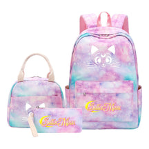 Beautiful Girl Warrior Student Schoolbag Lunch Bag Three Piece Set Backpack Cover