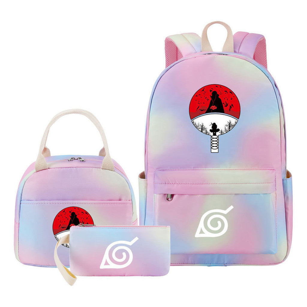 Naruto Teenage Student Girls School Bag Lunch Bag Three Piece Set Backpack Set