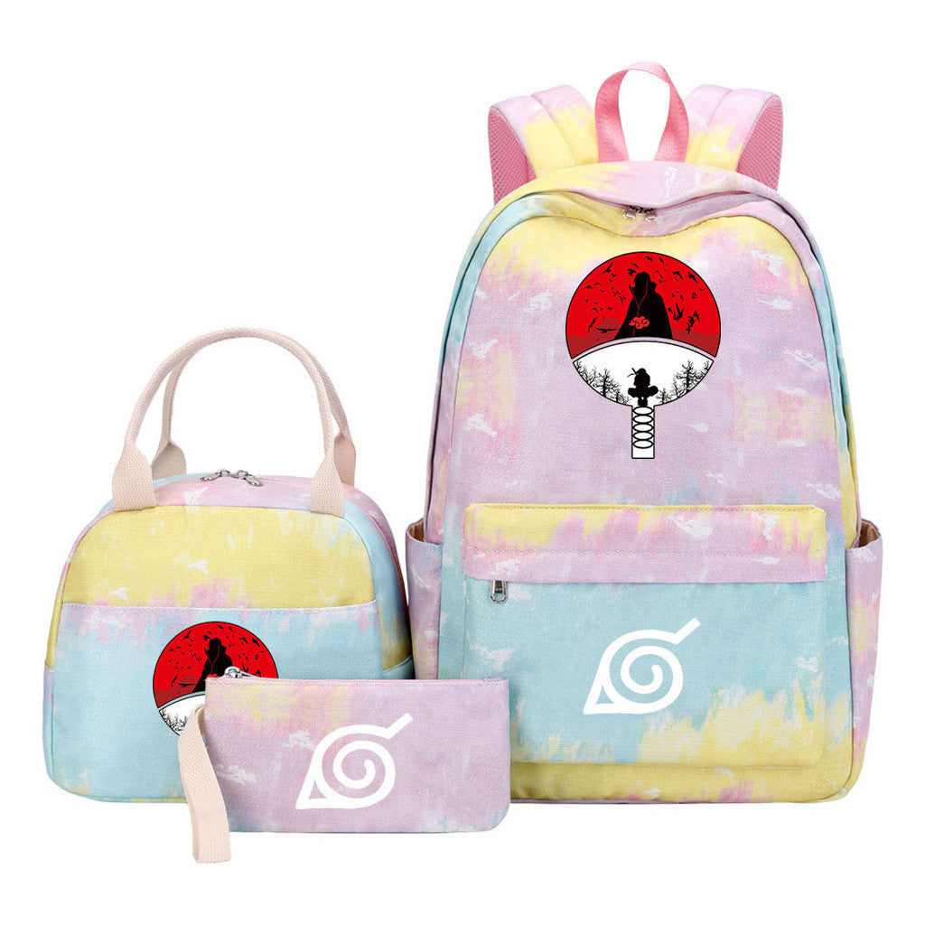 Naruto Teenage Student Girls School Bag Lunch Bag Three Piece Set Backpack Set