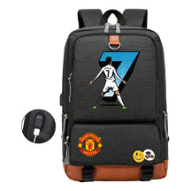 Football Star Cristiano Ronaldo Printed Usb Youth Student Backpack For Leisure Travel Backpack