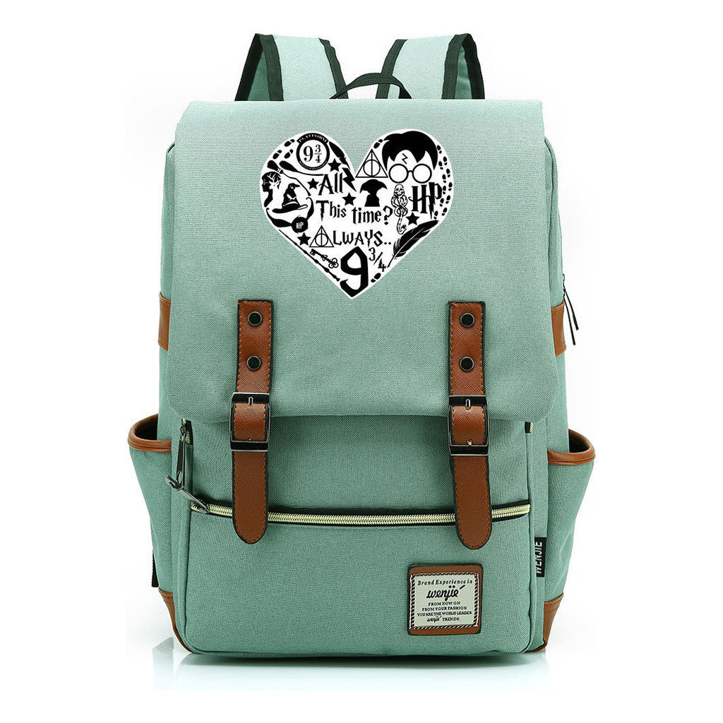 School Of Witchcraft And Wizardry Printed Youth Student School Bag Casual Belt Buckle Classic Backpack