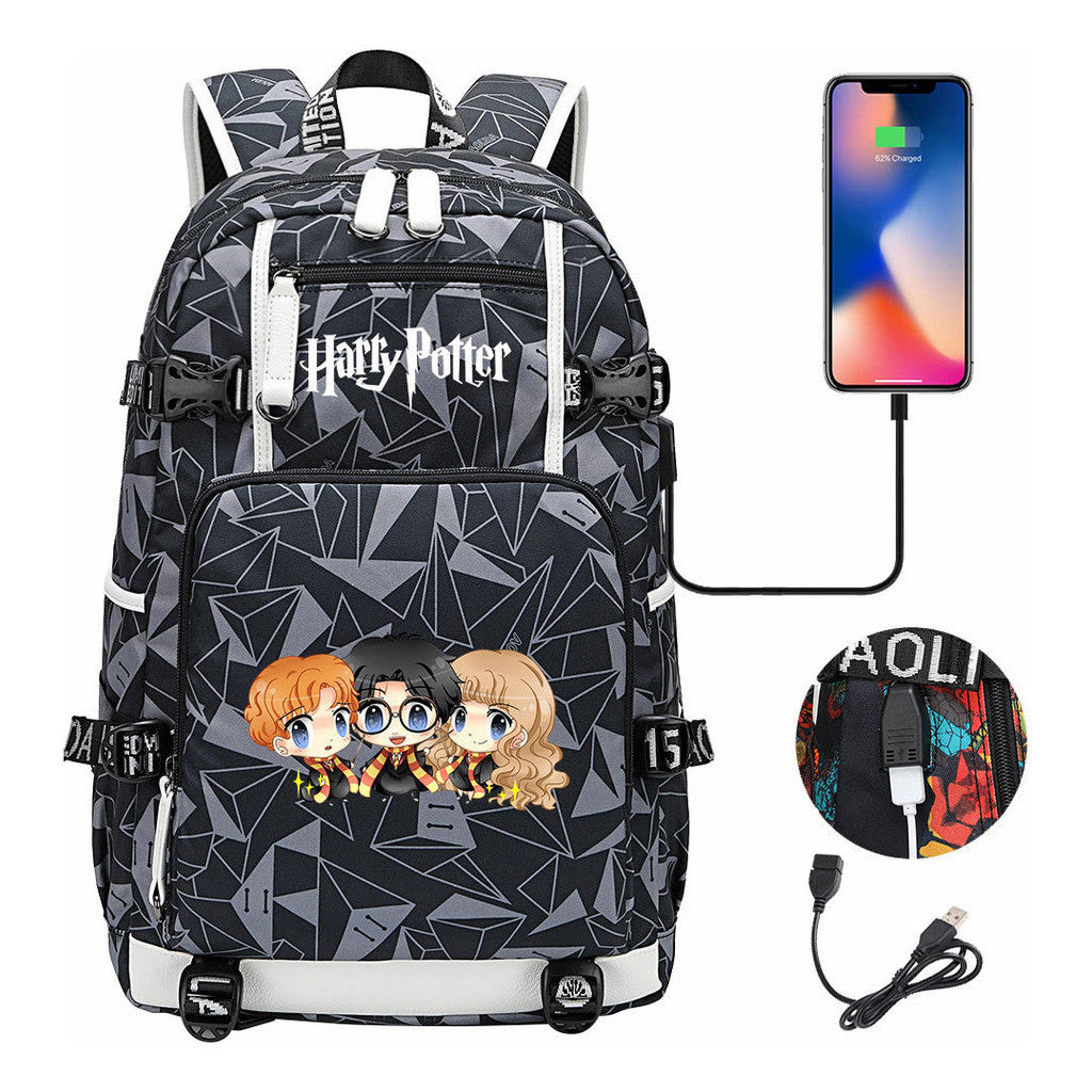 School Of Witchcraft And Wizardry Usb Earphones, Youth Student Backpacks, Leisure Travel Backpacks