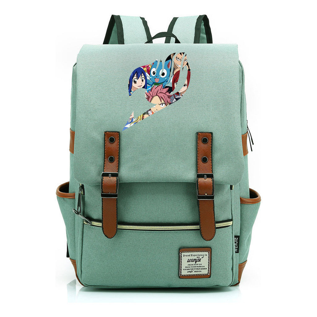 Printed Youth Student School Bag Casual Belt Buckle Classic Backpack