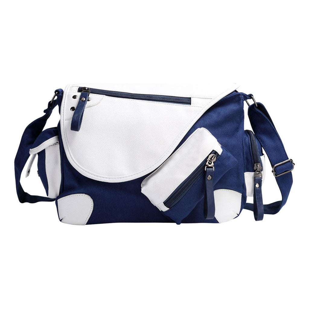 Printed Teenage Student Backpack, Canvas Shoulder Bag, Casual Diagonal Backpack