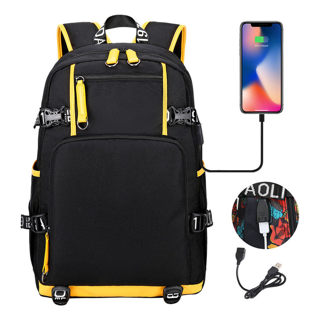 Printed Usb Youth Student Backpack For Men And Women's Leisure Large Capacity Travel Backpack